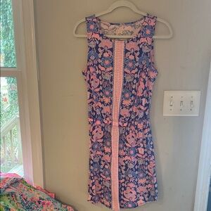 Floral Sleeveless Dress in Pink and Blue